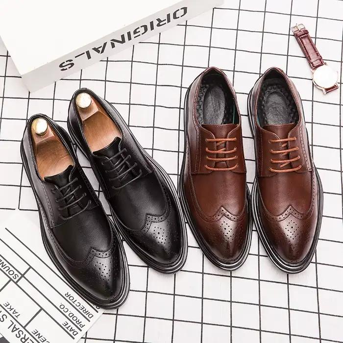 Chaussures en cuir formelles pour hommes, chaussures de bureau et de soirée, chaussures classiques b