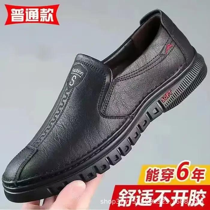 Chaussures en cuir pour hommes mocassins souples antidérapants respirant chaussures plates de condui