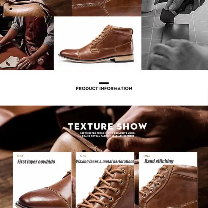 ZFTL nouveaux hommes bottines à la main hommes Chelsea en cuir véritable hommes bottes à lacets mâle