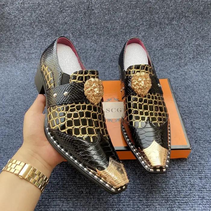 Chaussures habillées pour hommes à talons de 4.5cm, mocassins formels en cuir verni pour hommes, cha