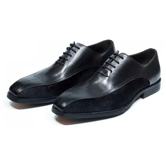 Oxford – chaussures italiennes en cuir véritable pour hommes, chaussures de luxe à lacets en velours