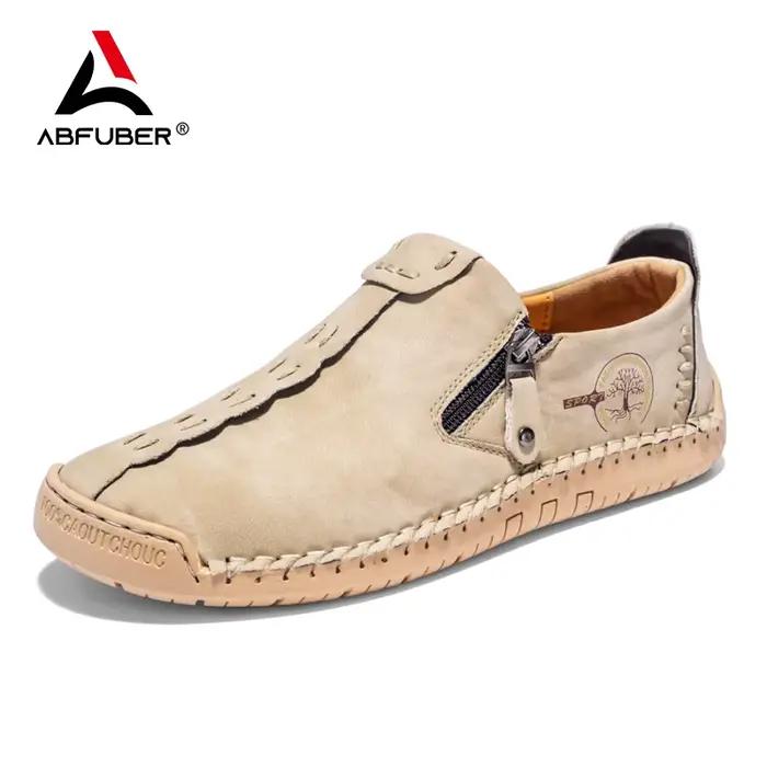 Mocassins en cuir pour hommes, chaussures à enfiler décontractées, respirantes, plates, grande taill