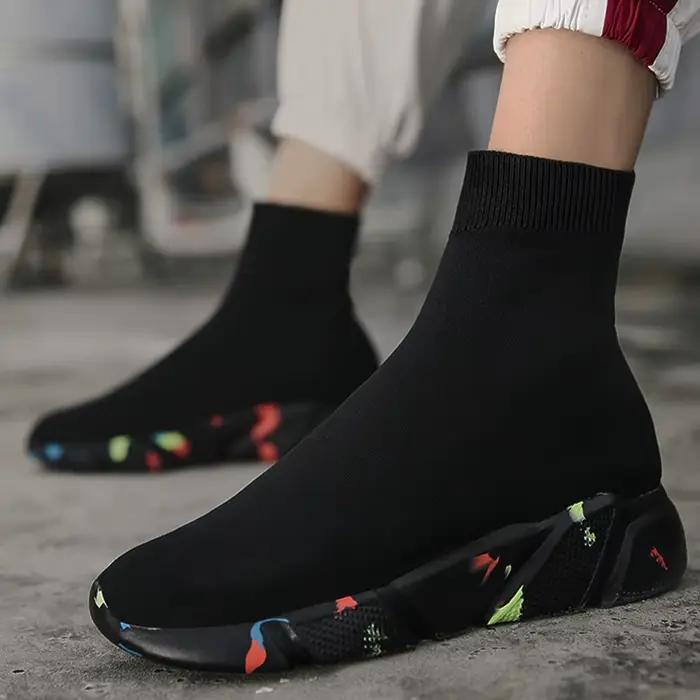 2025 printemps baskets pour hommes noir sans lacet Non en cuir chaussures décontractées haut sans la