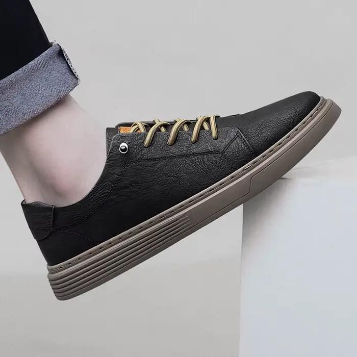 Chaussures italiennes décontractées en cuir véritable pour hommes, chaussures Oxford à lacets, chaus