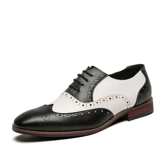 Chaussures Oxford en cuir à lacets pour hommes, chaussures plates décontractées, chaussures provoqué