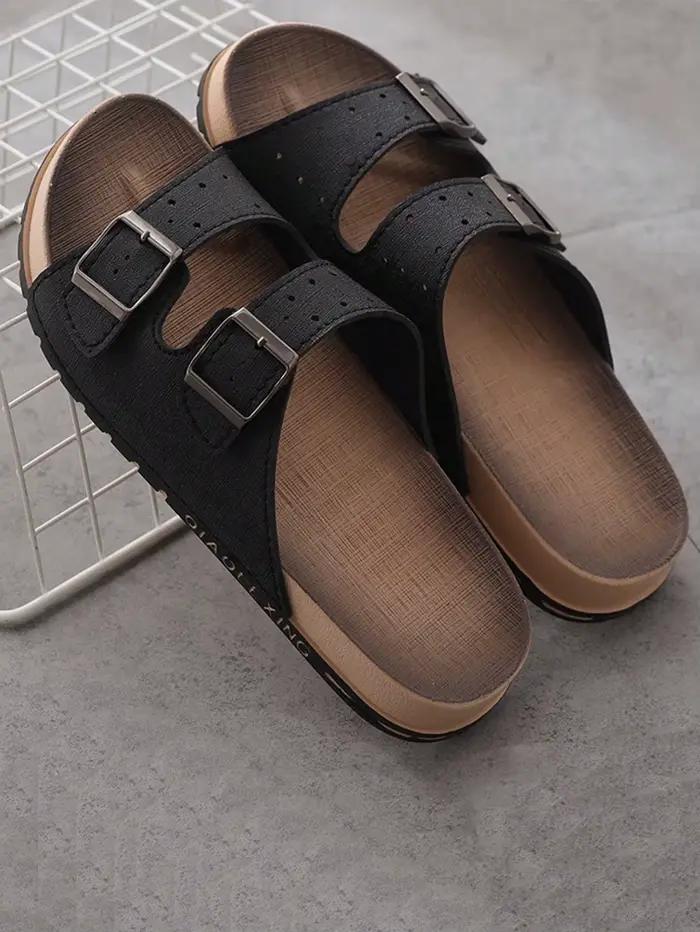 Sandales confortables pour hommes avec sangle à boucle réglable, ajustement parfait, semelle durable