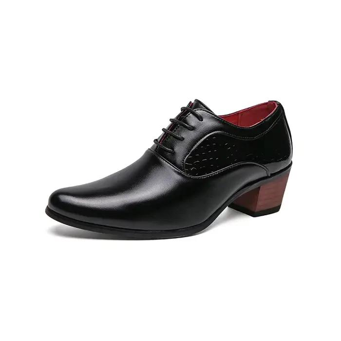 Chaussures pointues en cuir à talons hauts pour hommes d'affaires britanniques et chaussures de mari