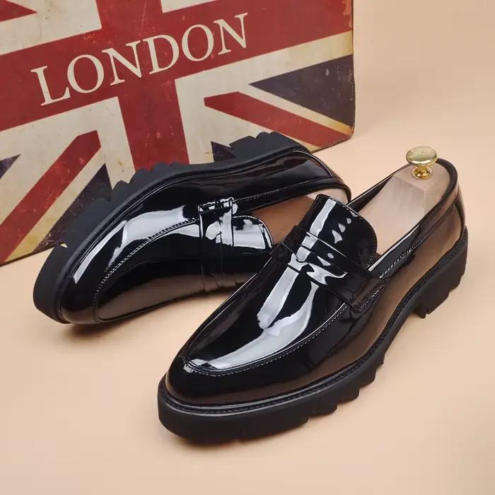 Chaussures d'été en cuir verni pour hommes, respirantes et décontractées, chaussures de conduite à e