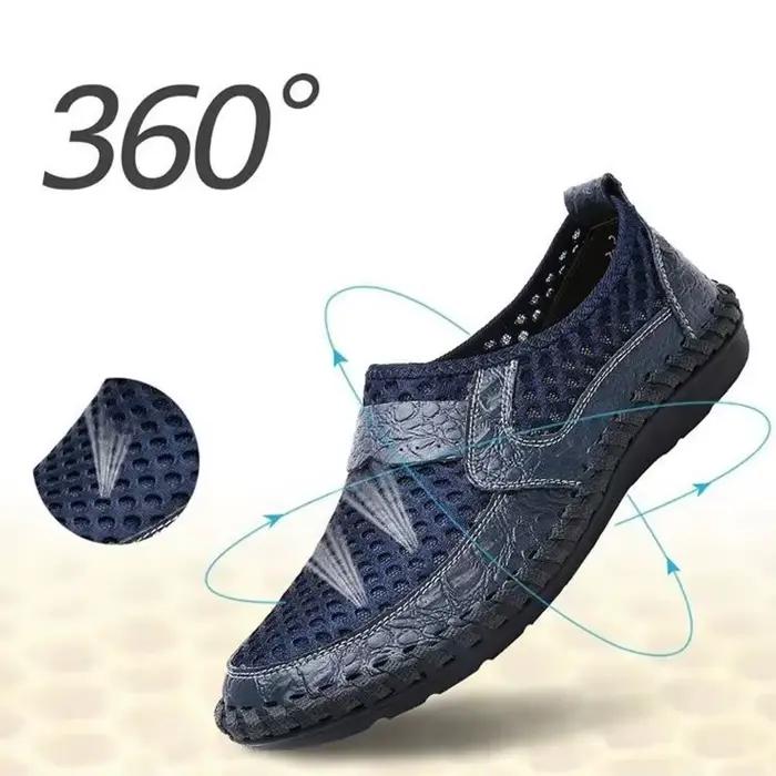 Chaussures en maille respirante pour hommes, baskets en cuir décontractées pour hommes, mocassins de