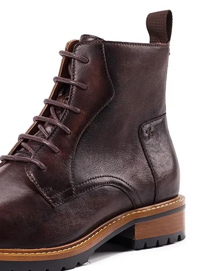 ZFTL-Bottes rétro en cuir véritable faites à la main pour hommes, bottes de rinçage basiques pour ho
