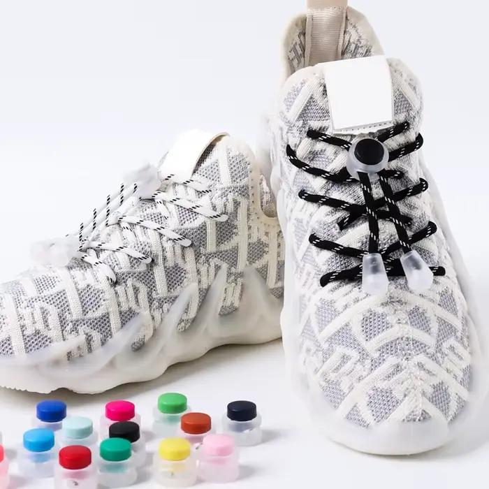 Lacets élastiques à verrouillage rond baskets pour enfants lacets sans attaches lacets sans cravate 