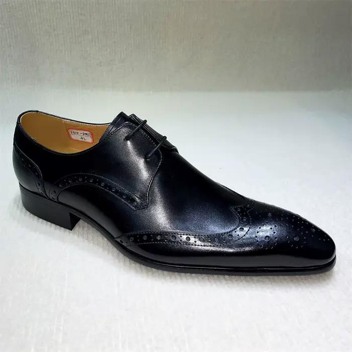 Chaussures richelieu en cuir véritable marron, Oxfords décontractés faits à la main, chaussures habi