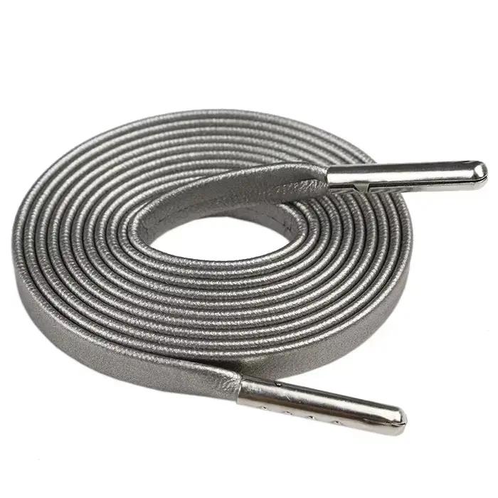 Coolstring-Lacets Souples en Cuir de Mouton, Plats, Noirs et Blancs, avec Embouts Métalliques, pour 
