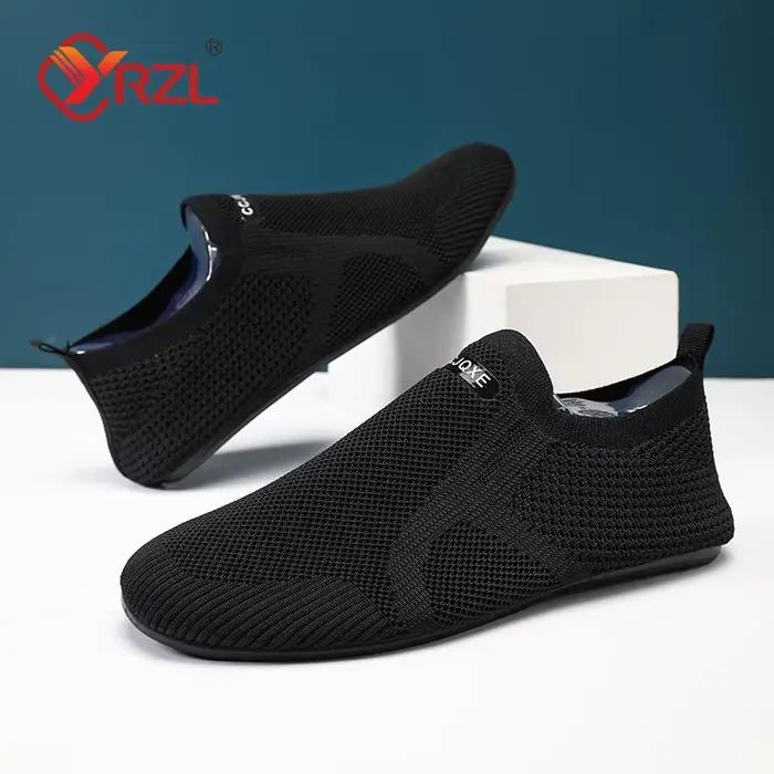 YRZL chaussures pour hommes marche tricot chaussures sans lacet loisirs chaussure plate respirant et