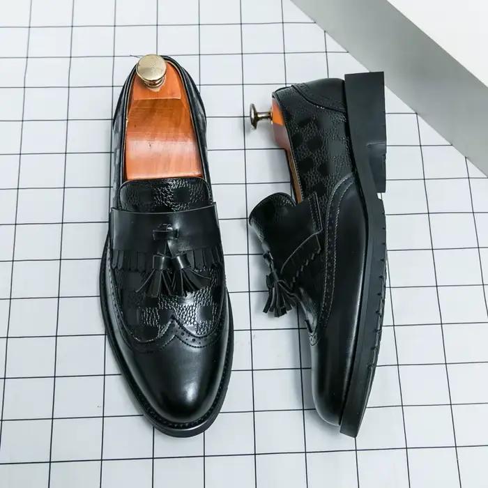 Chaussures en cuir de luxe pour hommes, chaussures Oxford pour hommes, mocassins à pampilles, chauss