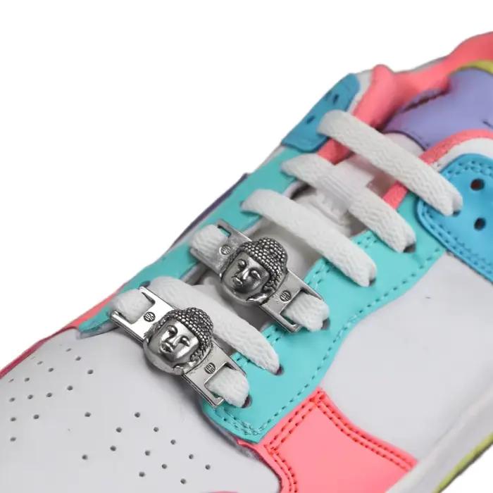 AF1 tête de bouddha paix chaussure mode dentelle boucle métal lacet décorations chaussures accessoir
