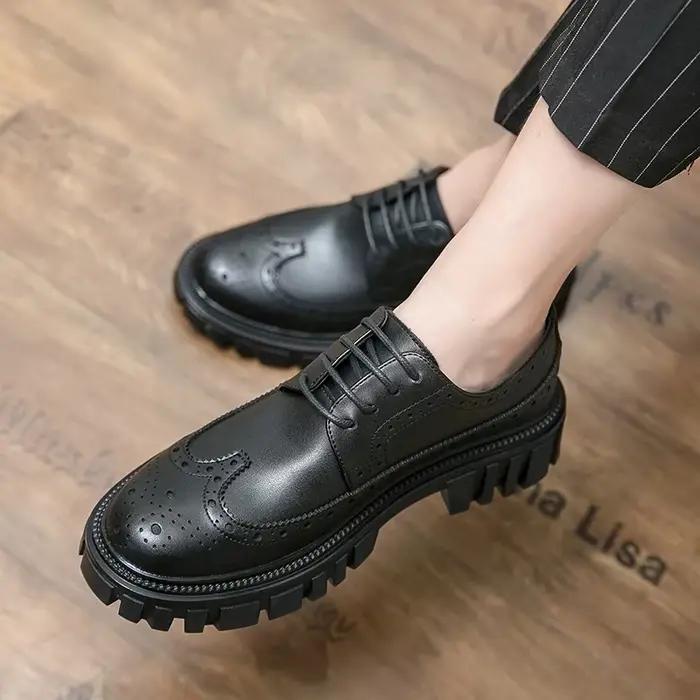 Printemps hommes d'affaires formel à semelles épaisses à lacets Oxford chaussures de luxe hommes cha