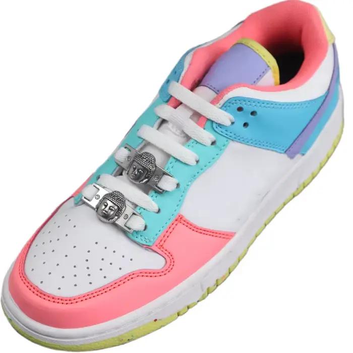 AF1 tête de bouddha paix chaussure mode dentelle boucle métal lacet décorations chaussures accessoir