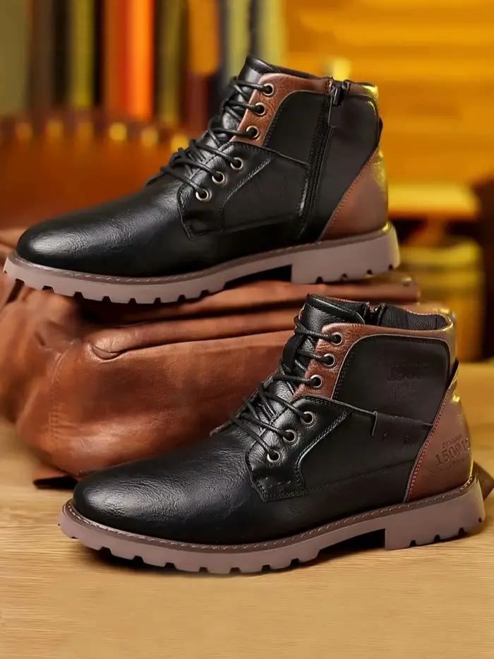 Bottes en cuir pour hommes, chaussures montantes, chaussures de travail en plein air, chaussures déc