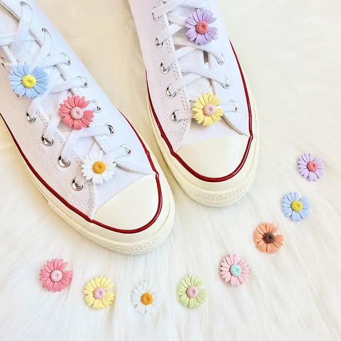 Nouveau crème marguerite lacets accessoires boucle de chaussure décoratif mignon à la mode créatif c