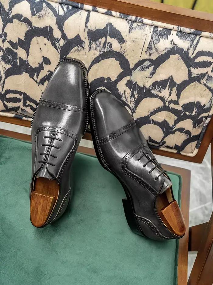 Hanmce Oxford-Chaussures Respirantes en Cuir group pour Homme, Vernies, à la Mode, 2025