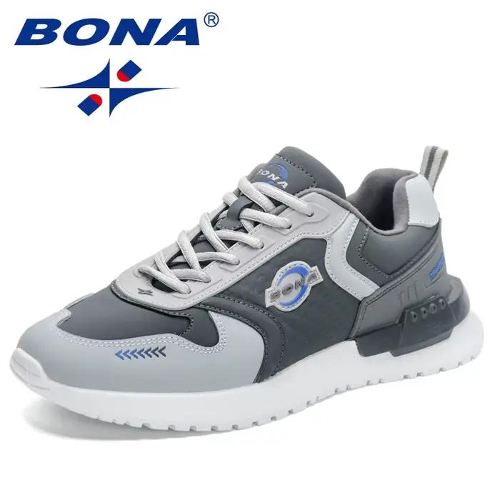 BONA-Chaussures Plates de Loisirs pour Homme, Baskets Respirantes à Lacets, Confortables et Décontra
