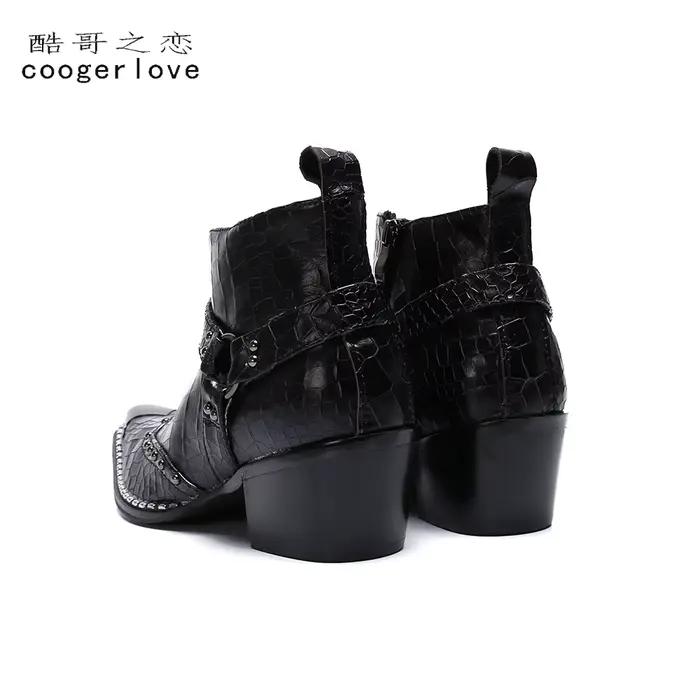 Printemps et automne hommes bottes en cuir à talons hauts Style britannique hommes mariage haut chau