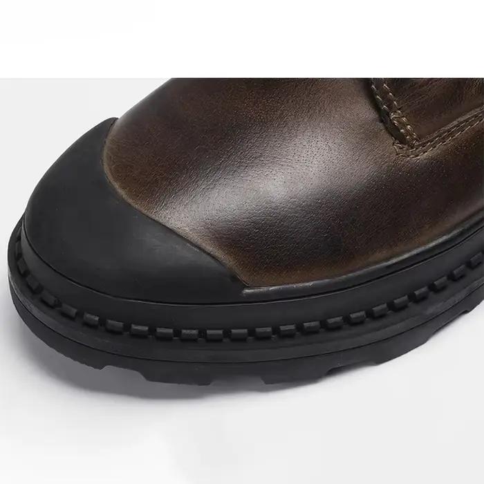Cuir de vache naturel hommes bottes d'hiver à la main rétro hommes bottes en cuir véritable hommes c