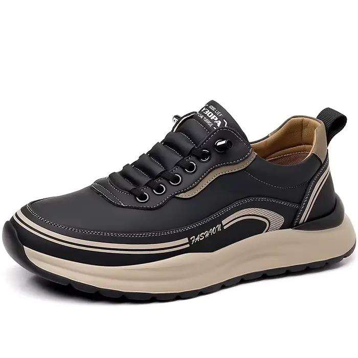 Chaussures en cuir pour hommes, semelle souple et épaisse, légères, antidérapantes, décontractées, S