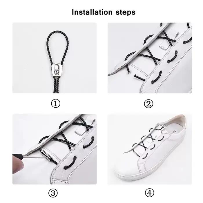 Lacets de Chaussures artificiel astiques en Métal pour Enfant et Adulte, Rapide, Paresseux, 1 Paire
