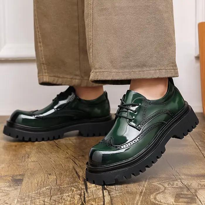 Chaussures Derby pour hommes en PU, à semelle épaisse sculptée, confortables, classiques, profession