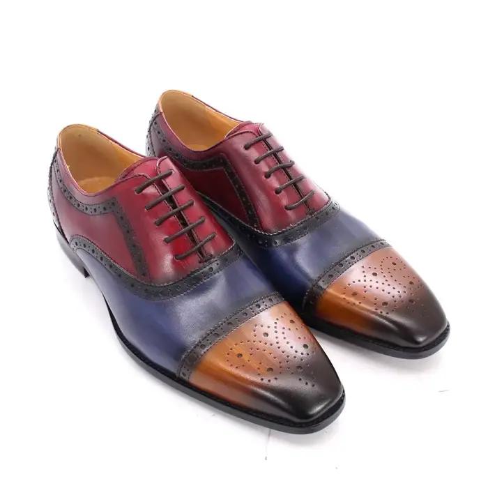 Chaussures Oxford trois couleurs pour hommes chaussures habillées en cuir britannique mode Chelsea h