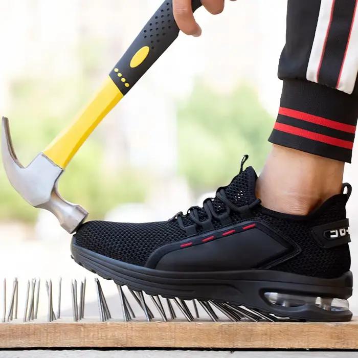 Chaussures de sécurité respirantes pour hommes, avec embout en acier anti-écrasement, bottes de trav