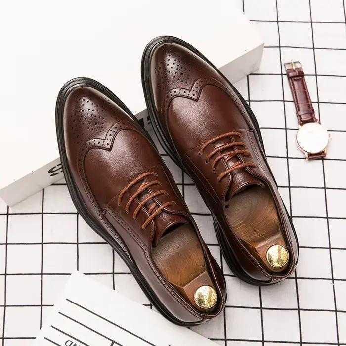 Chaussures en cuir formelles pour hommes, chaussures de bureau et de soirée, chaussures classiques b