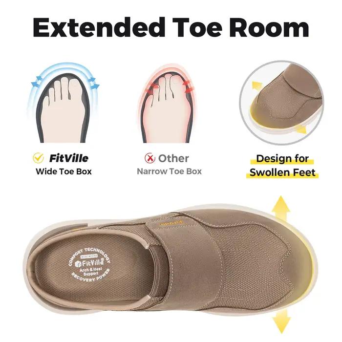 FitVille – Chaussons orthopédiques pour hommes à coupe large avec soutien de la voûte plantaire, res