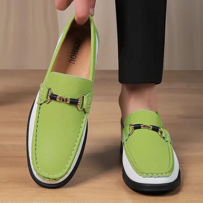 Marque de luxe en cuir véritable hommes chaussures de mariage sans lacet mocassins nouvelle tendance