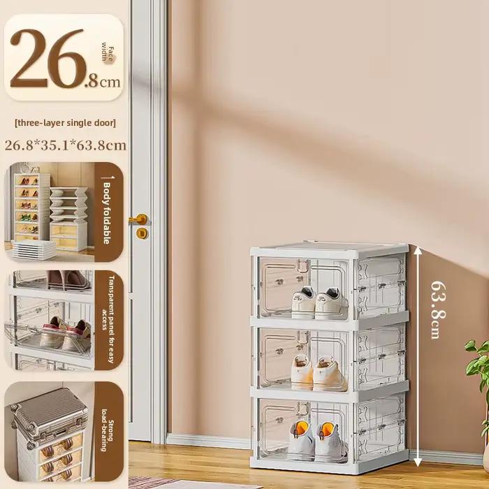 Meuble de rangement pliable transparent pour chaussures, étagère à collations domestique, boîte de r