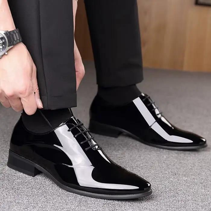 Chaussures Oxford italiennes pour hommes, chaussures de mariage en cuir verni de luxe, chaussures ha
