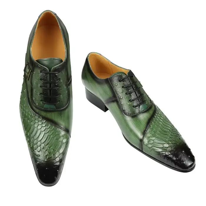 Chaussures Oxford de luxe sculptées en cuir pour hommes, style britannique, pointues, tendance, à la