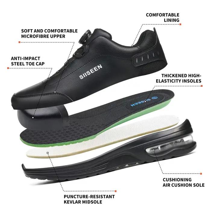 Nouvelles chaussures de sécurité imperméables hommes bottes bouton rotatif baskets de travail chauss