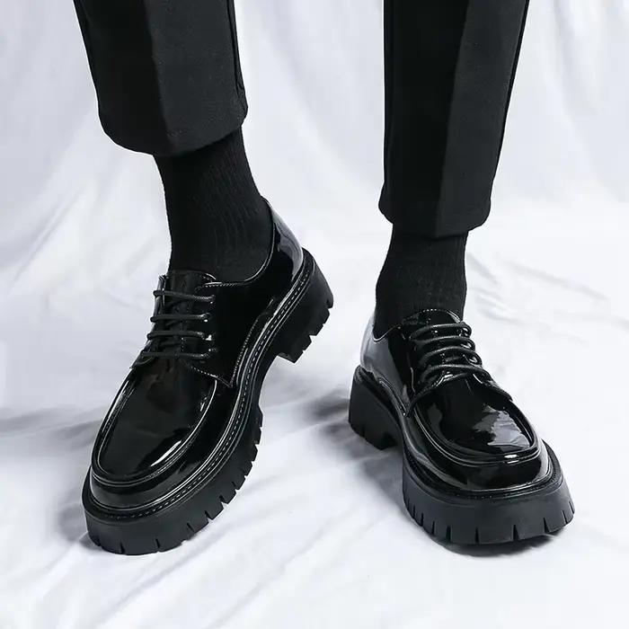 Chaussures formelles à lacets pour hommes, chaussures provoqué, semelle noire