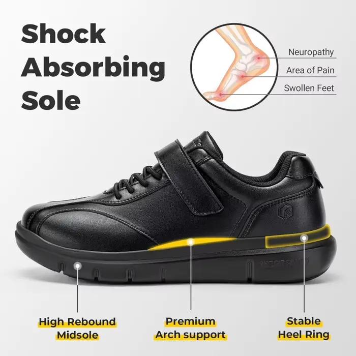 FitVille hommes chaussures de marche larges décontracté Oxford chaussure confortable léger soutien d