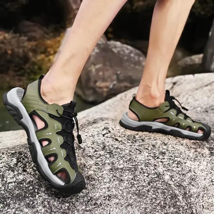 Sandales en cuir pour hommes Jumpmore Fashion 2026, chaussures de randonnée d'été pour l'extérieur, 