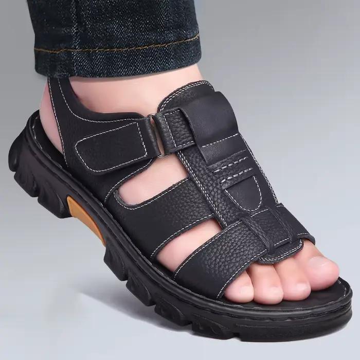 Sandales décontractées pour hommes avec sangles réglables et semelle antidérapante pour les promenad