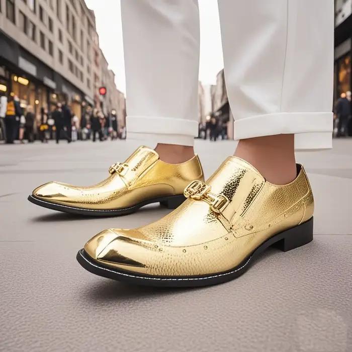 Chaussures en cuir décontractées pour hommes, carrées, carrées, style rivet, personnalité à la mode,