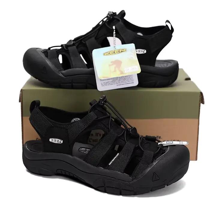 Sandales en cuir véritable pour hommes, à lacets, respirantes, imperméables, décontractées, conforta