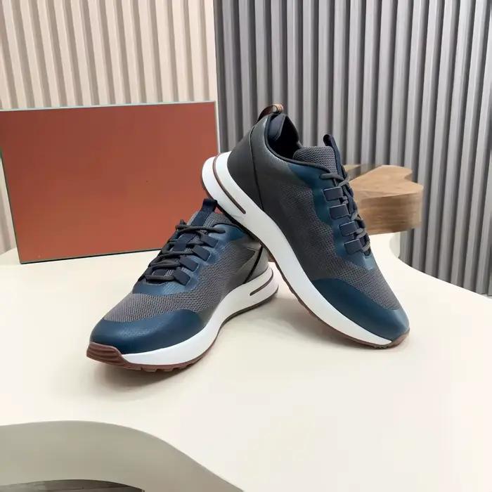 Nouvelles baskets décontractées pour hommes en maille et cuir patchwork, chaussures de course basses