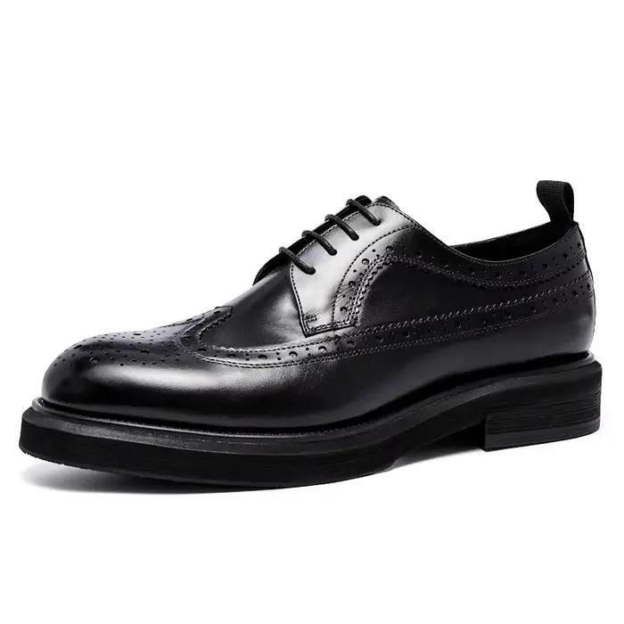 Chaussures en cuir faites à la main pour hommes, chaussures provoqué d'affaires sculptées, Brogue, n
