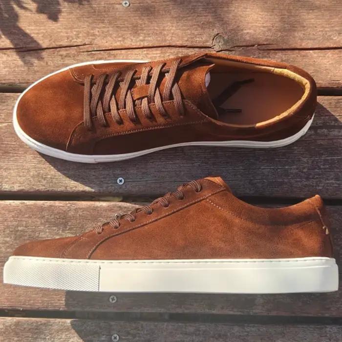 Mocassins en daim pour hommes, chaussures de marche, chaussures décontractées en cuir véritable, cha
