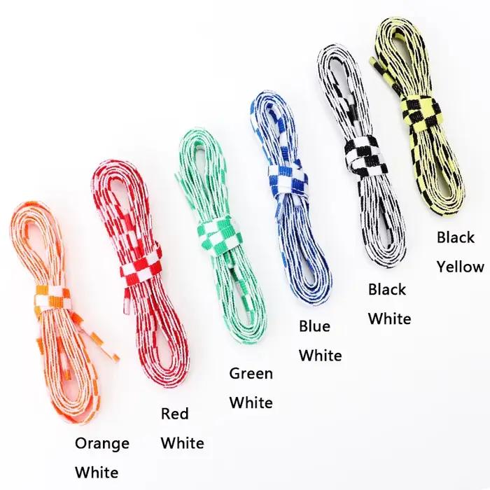 Lacets plats à carreaux, 1 paire, pour chaussures de sport, couleurs, impression, rubans